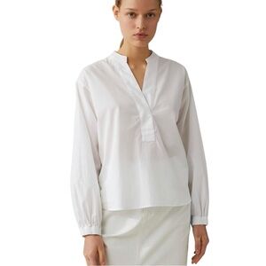 CLOSED Monochrome V-Neck Poplin Blouse